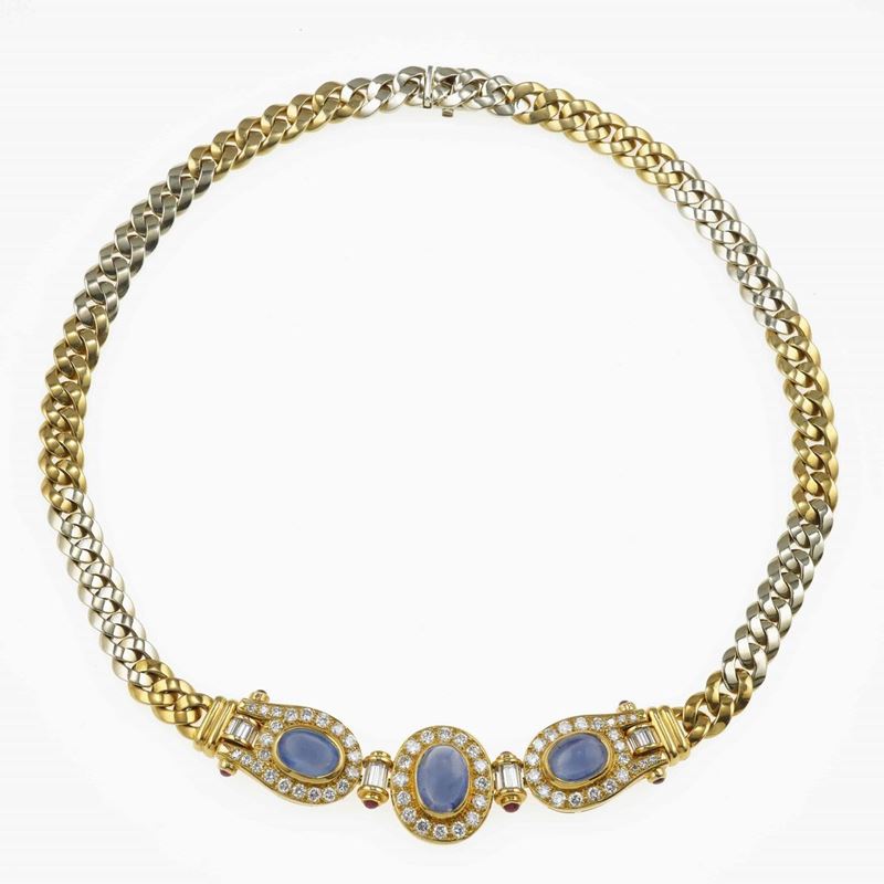 Sapphire, diamond and gold necklace  - Auction Fine Jewels - Cambi Casa d'Aste