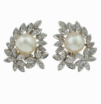 Orecchini con Perle Coltivate e Diamanti