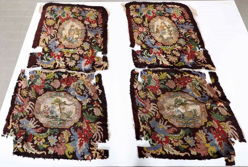 Lotto di due rivestimenti per poltrona a piccolo punto fine XIXsecolo  - Auction Carpets - Cambi Casa d'Aste