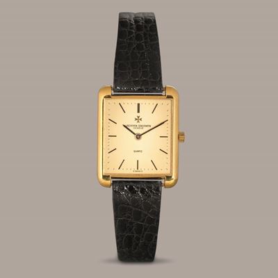 Vacheron Constantin - Tank al Quarzo in Oro Giallo 18k, Quadrante Champagne con Indici a Bastane ...