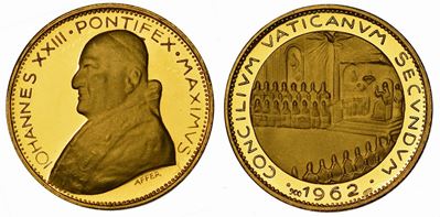 Vaticano. Giovanni XXIII, 1958-1963. Medaglia in Oro. Secondo Concilio Ecumenico Vaticano, 1962.