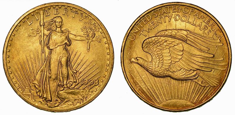 USA. REPUBLIC. 20 Dollars 1908.  - Auction Numismatics - Cambi Casa d'Aste