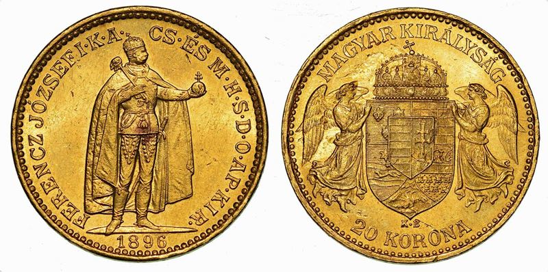 UNGHERIA. FRANZ JOSEPH, 1848-1916. 20 Korona 1896.  - Auction Numismatics - Cambi Casa d'Aste