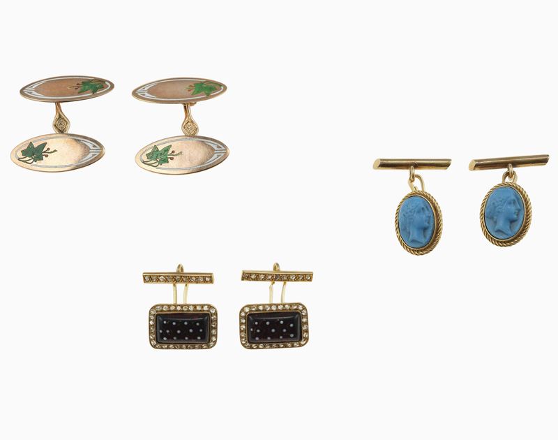 Three pairs of cufflinks  - Auction Fine Jewels - Cambi Casa d'Aste
