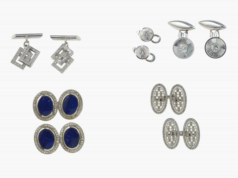 Three pairs of cufflinks and a pair of cufflinks and dress shirt stud set  - Auction Fine Jewels - Cambi Casa d'Aste