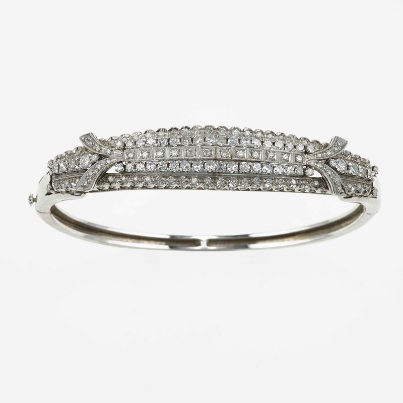 Bracciale rigido con diamanti taglio huit-huit  - Asta Fine Jewels - Cambi Casa d'Aste
