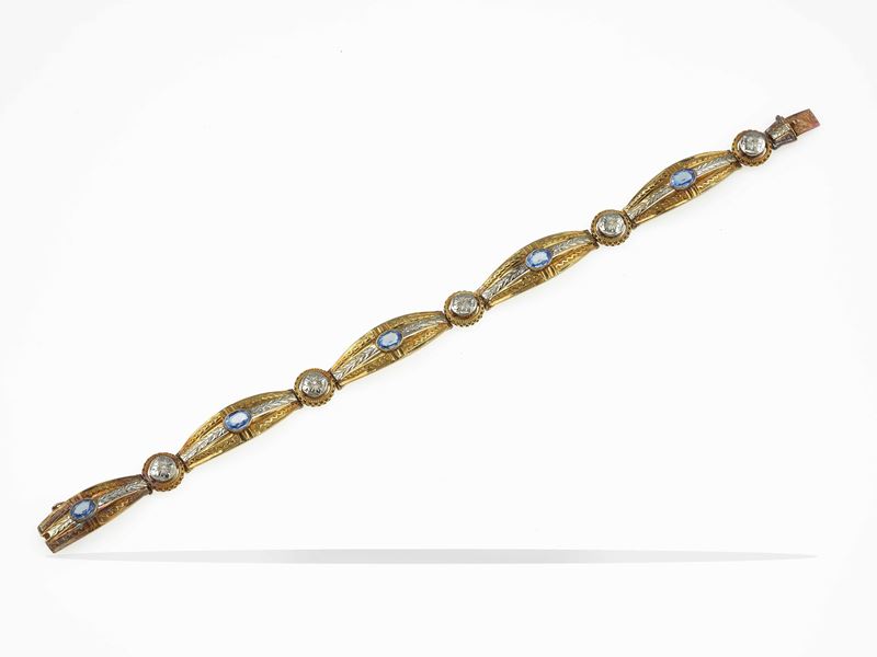 Synthetic sapphire and gold bracelet  - Auction Jewels - Cambi Casa d'Aste