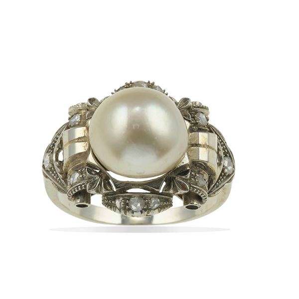 Cultured pearl ring