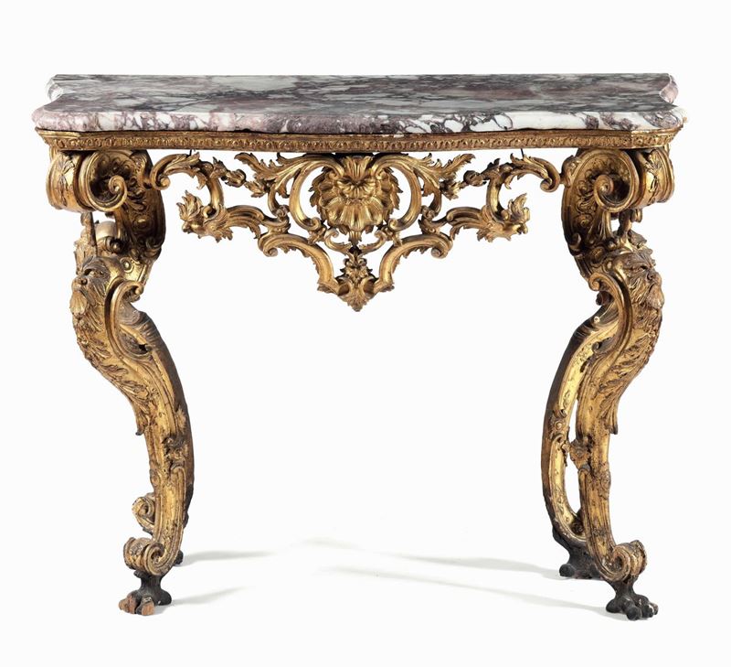 Consolle in legno intagliato e dorato. XVIII secolo  - Auction Italian Mansions - Cambi Casa d'Aste