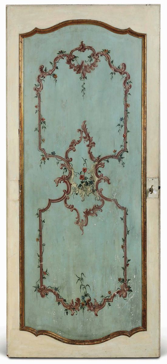 Porta in legno dipinto con profili dorati. XVIII secolo