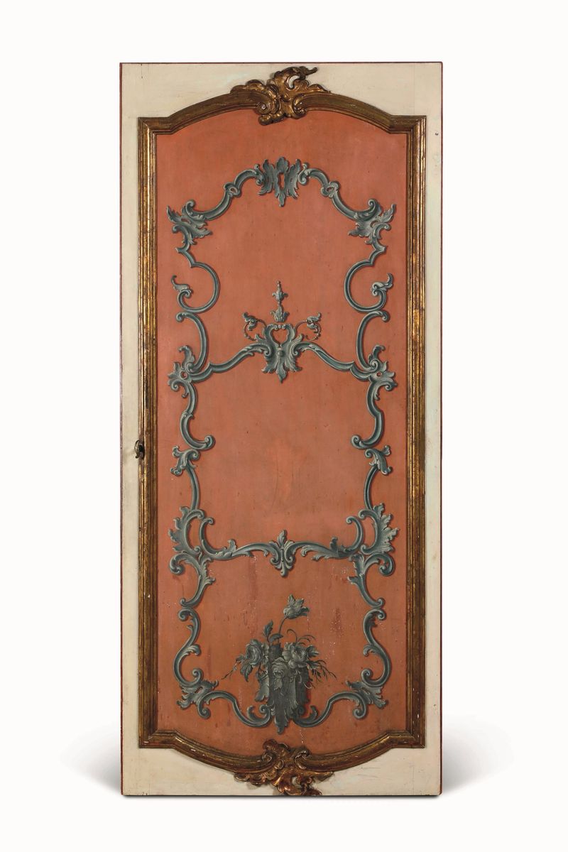 Porta in Legno Dipinto con Profili Dorati. XVIII Secolo