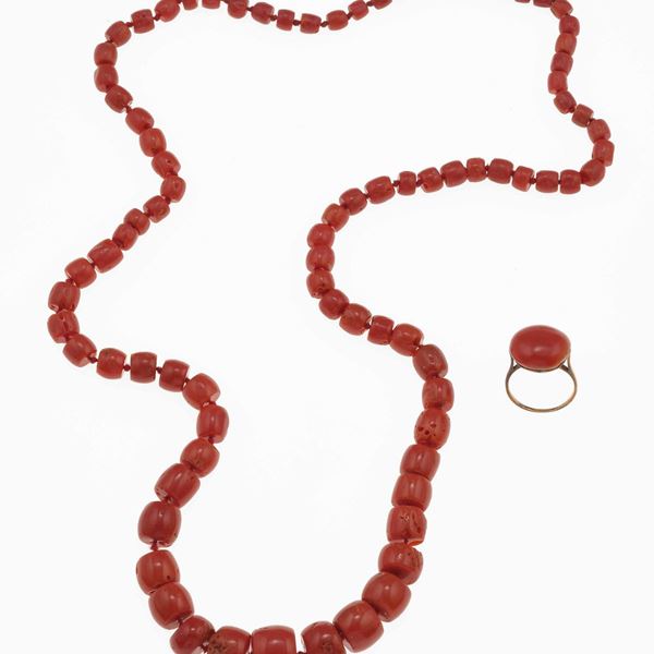 Coral necklace and ring
