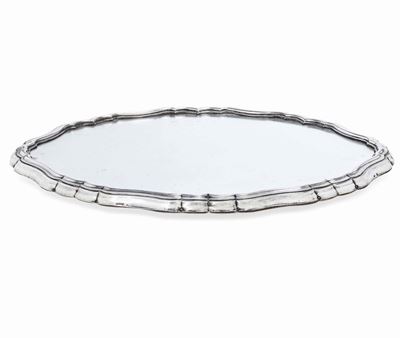 Presentoire in Argento e Specchio. Argenteria Italiana del XX Secolo. Bollo con Fascio Littorio i...