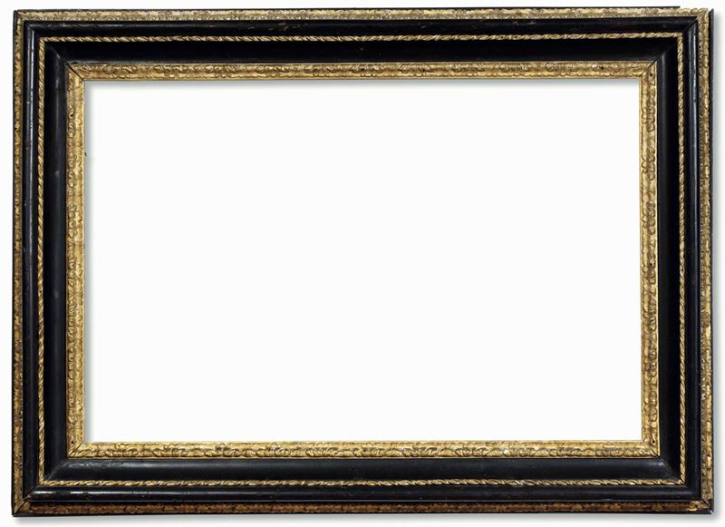 Cornice in legno intagliato, ebanizzato e dorato. Roma XVII secolo  - Auction Frames - Cambi Casa d'Aste