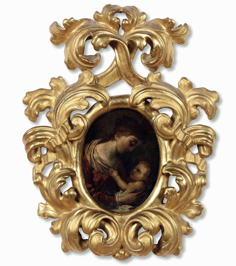 Cornice ovale a cartoccio intagliata e dorata. Bologna, seconda metà XVII secolo  - Asta Cornici Antiche - Cambi Casa d'Aste