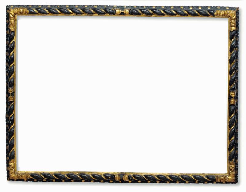 Cornice in legno intagliato, laccato e dorato. Lombardia XVII secolo  - Auction Frames - Cambi Casa d'Aste