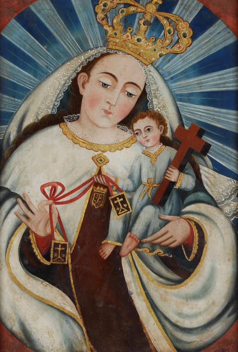 Immagine votiva della Vergine con Bambino  - lastra metallica - Auction Old Masters | Cambi Time - Cambi Casa d'Aste