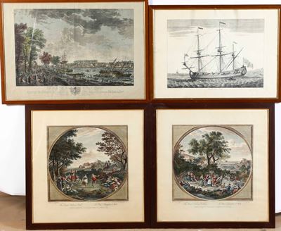 Quattro Grandi Incisioni Decorative, Inghilterra Francia XX Secolo