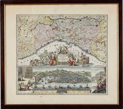 Seutter, Carta di Genova, Riproduzione del Secolo XX Entro Cornice