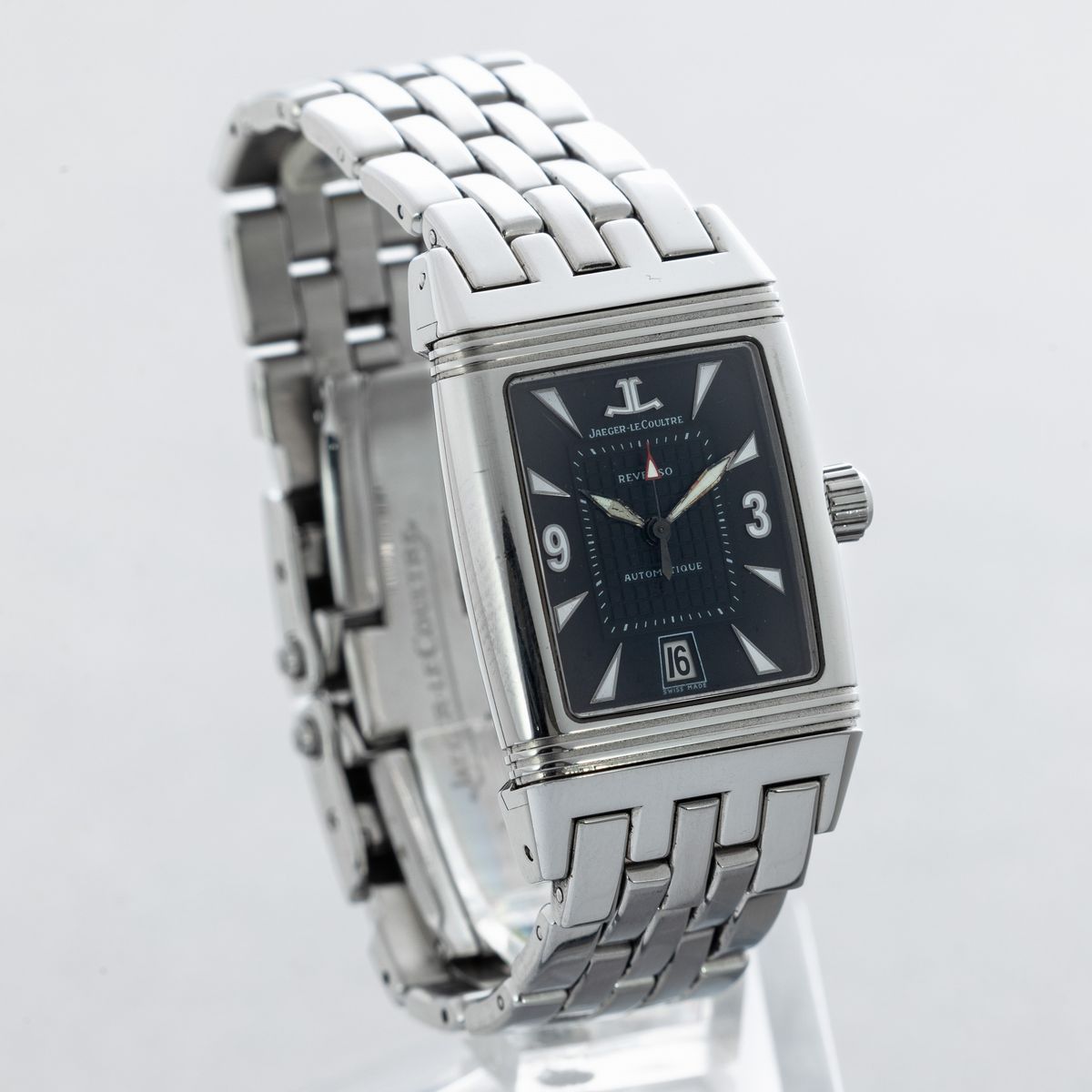 Jaeger Lecoultre - Reverso Grand Sport Impermeabile in Acciaio, Quadrante Nero con Numeri Arabi D...