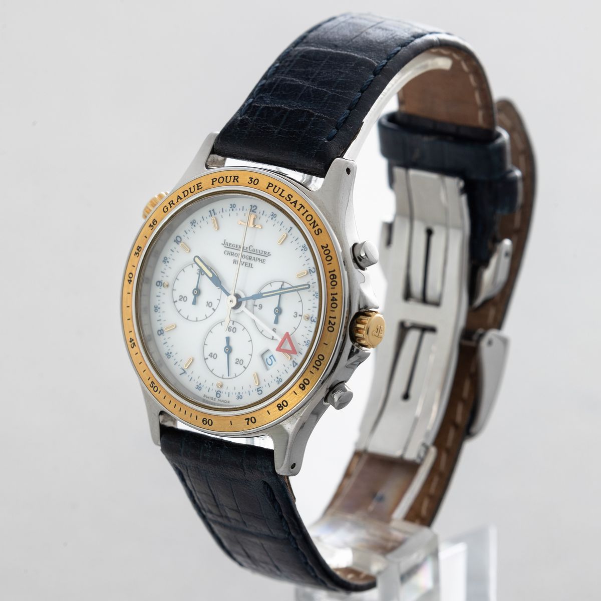 Jaeger-lecoultre - Reveil Heraion Acciaio e Oro Quadrante Bianco Tre Contatori con Datario, Movim...