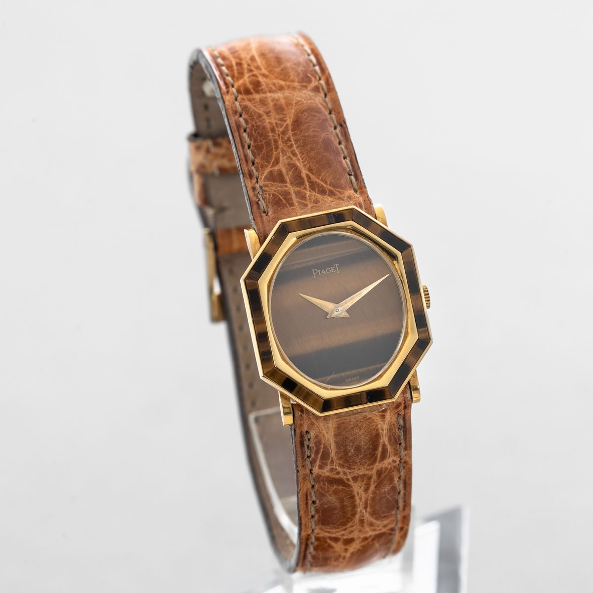 Piaget - Lady in Oro 18k con Quadrante e Ghiera in Occhio di Tigre, Sfere in Oro, Movimento Extra...