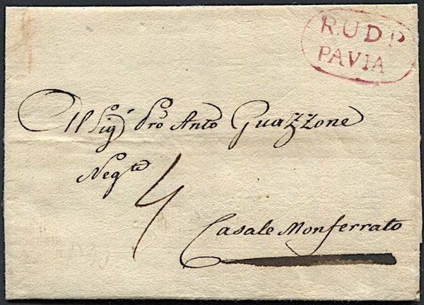 1790, Lettera da Torre (d'Isola) per Casale Monferrato del 18 aprile