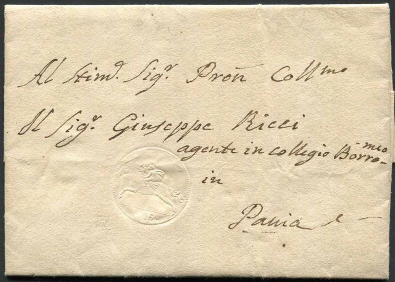1836, Lettera dalla tenuta di Pegazzera (Casteggio) per Pavia del 26 luglio  - Auction Philately and Postal History - Cambi Casa d'Aste