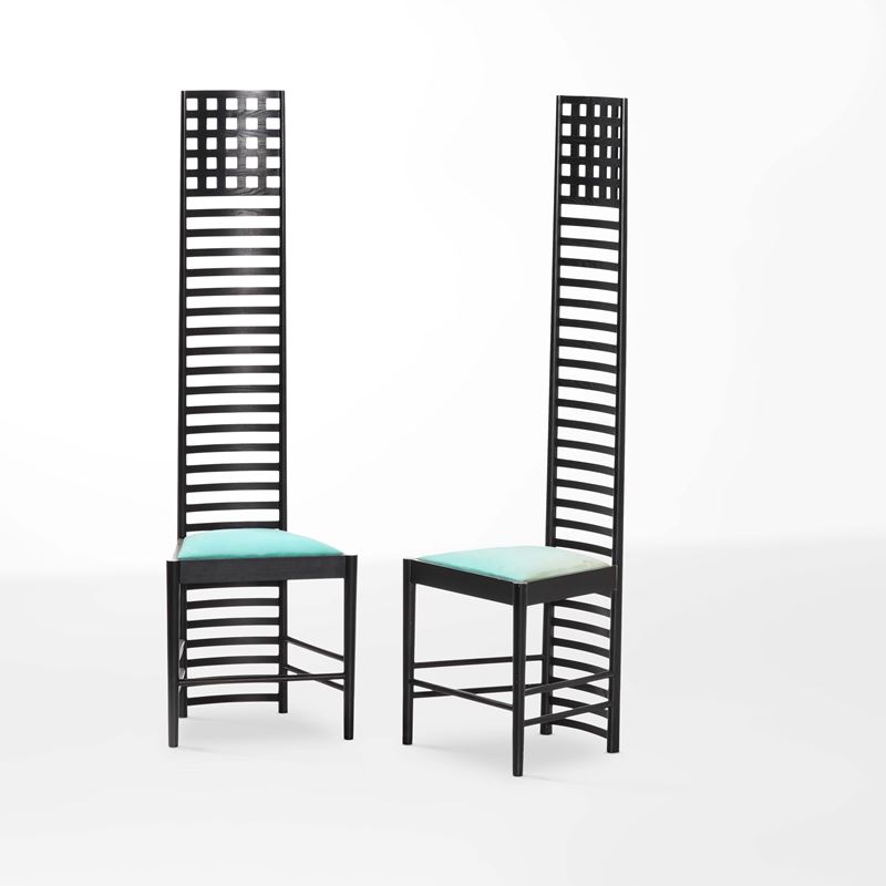 Charles Rennie Mackintosh : Due sedie mod. Hill House.  - Asta Design Lab - Cambi Casa d'Aste