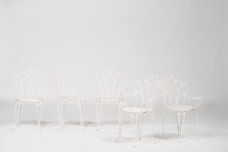 Set di cinque sedie da giardino  - Auction 20th century furniture - Cambi Casa d'Aste