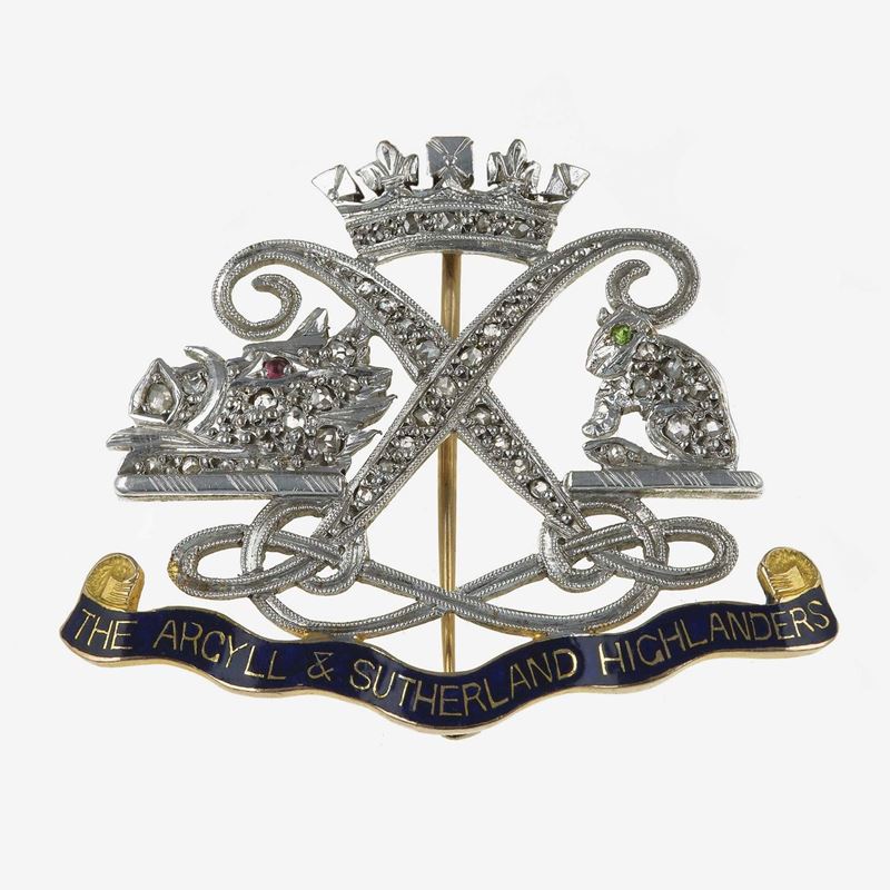 Spilla con piccoli diamanti e smalto  - Asta Fine Jewels - Cambi Casa d'Aste