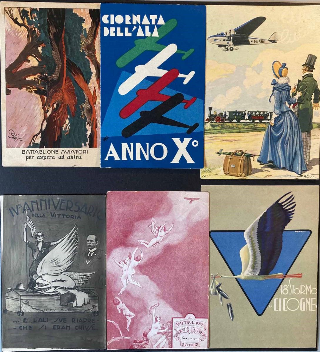 1912/1935 Aeronautica, 10 Cartoline Viaggiate con Bolli di Manifestazioni Aeree o Militari
