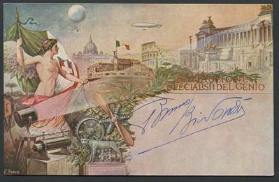1912/13, Due Cartoline Nuove: una Battaglione Specialisti del Genio e Firma al Recto del Ten. di ...