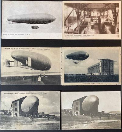 1909/1916, Dirigibili, 10 Cartoline Nuove, Due Viaggiate e una Fotografica Originale sul Tema.