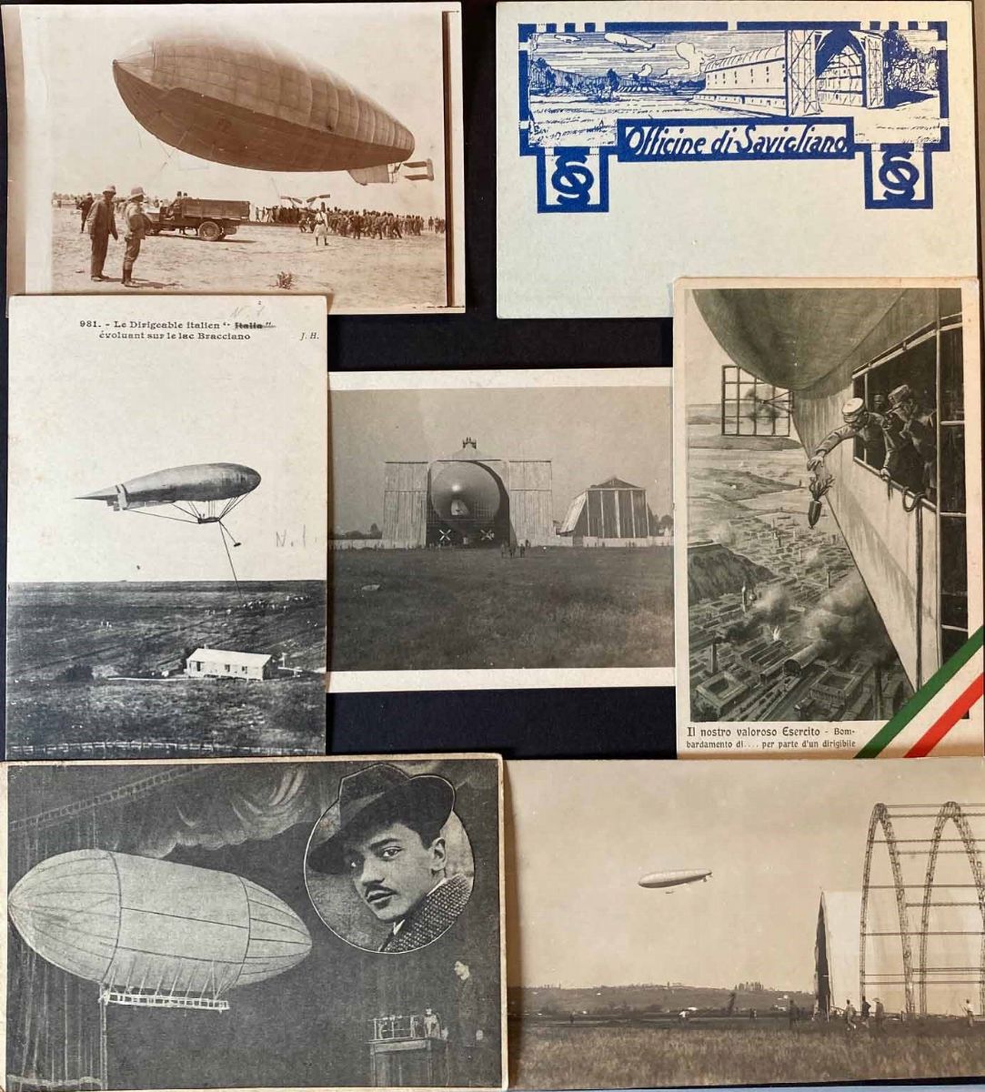 1909/1916, Dirigibili, 10 Cartoline Nuove, Due Viaggiate e una Fotografica Originale sul Tema.