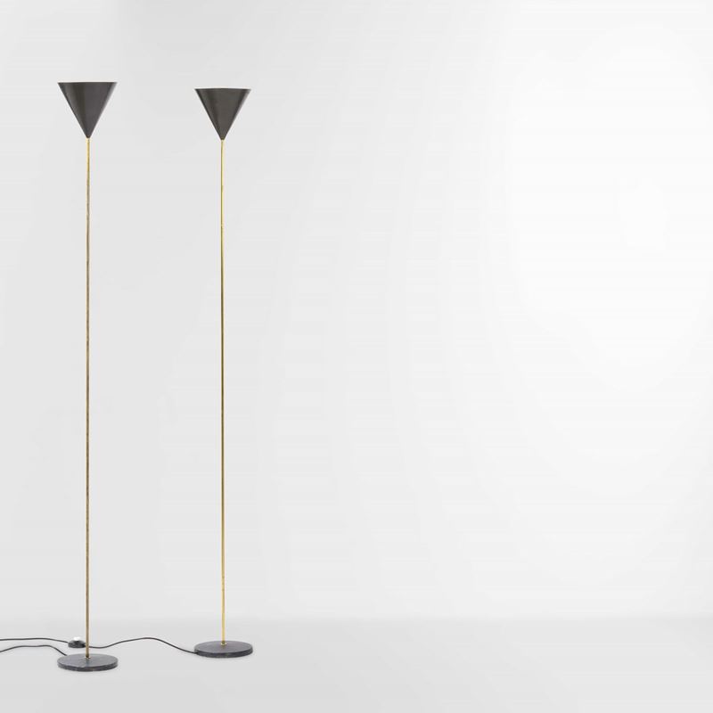 Luigi Caccia Dominioni : Due lampade da terra mod. LTE 5 Imbuto  - Asta Design - Cambi Casa d'Aste