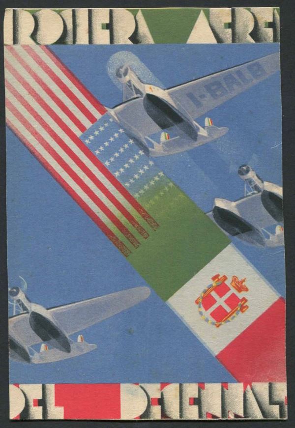 1933, Crociera Aerea del Decennale, tre cartoline: