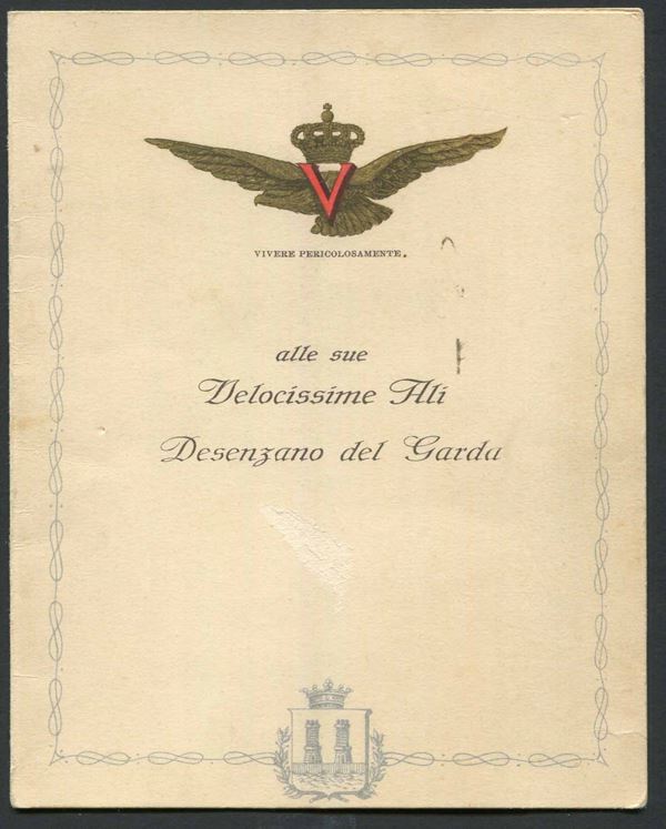 1934, Cartoncino di quattro pagine datato a stampa "XI novembre XIII" (cm. 15 x 12)