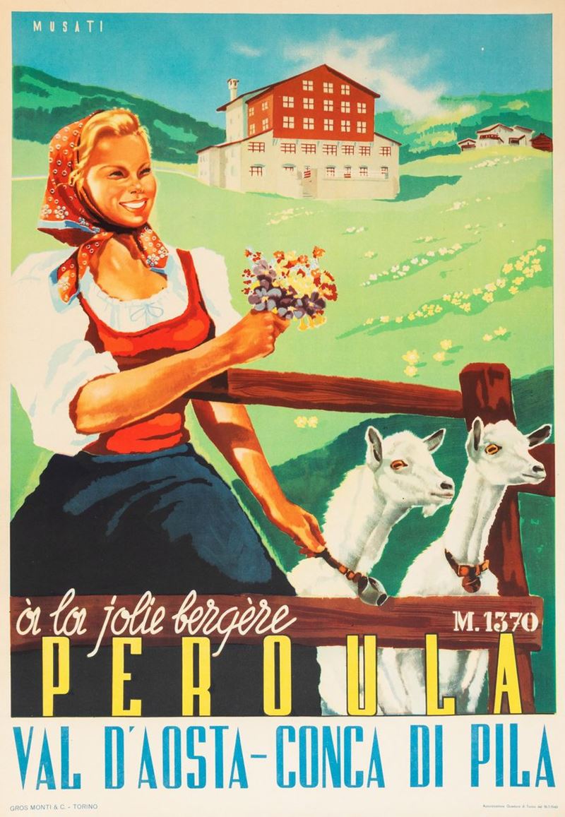 Arnaldo Musati : Perula - Valle D’Aosta - Conca di Pila  - Auction POP Culture and Vintage Posters - Cambi Casa d'Aste