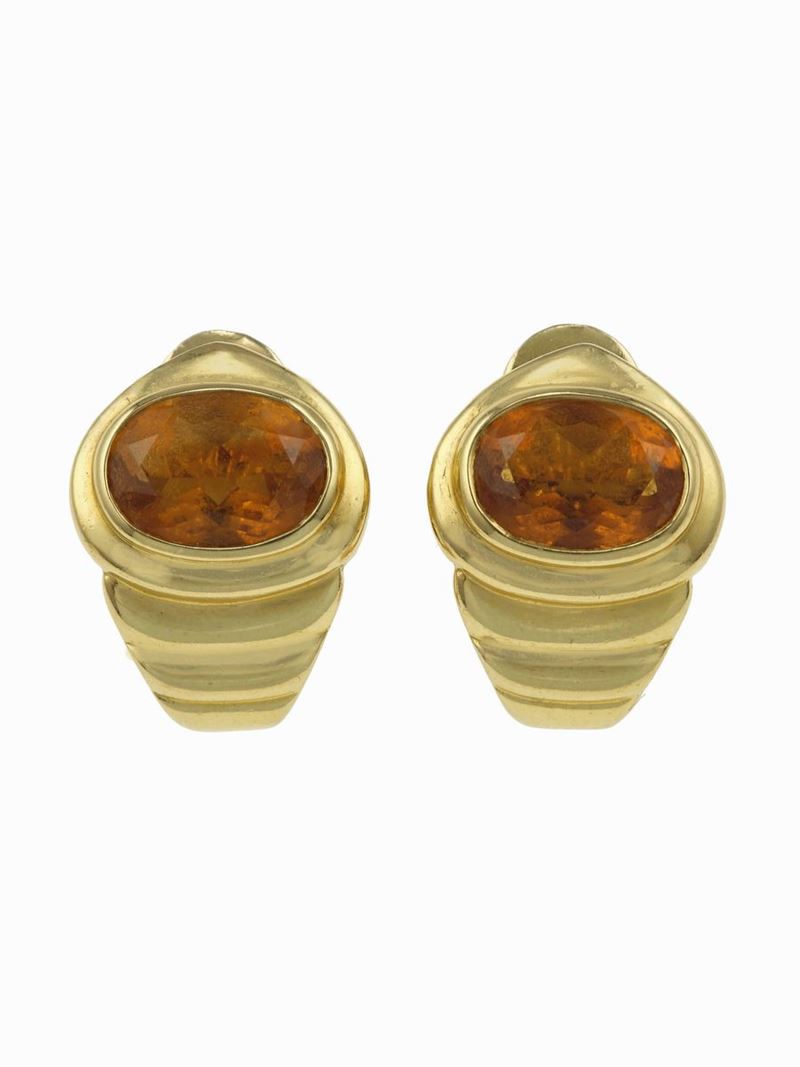 Pair of gold and citrine earrings. Signed Bulgari  - Auction Fine Jewels - Cambi Casa d'Aste