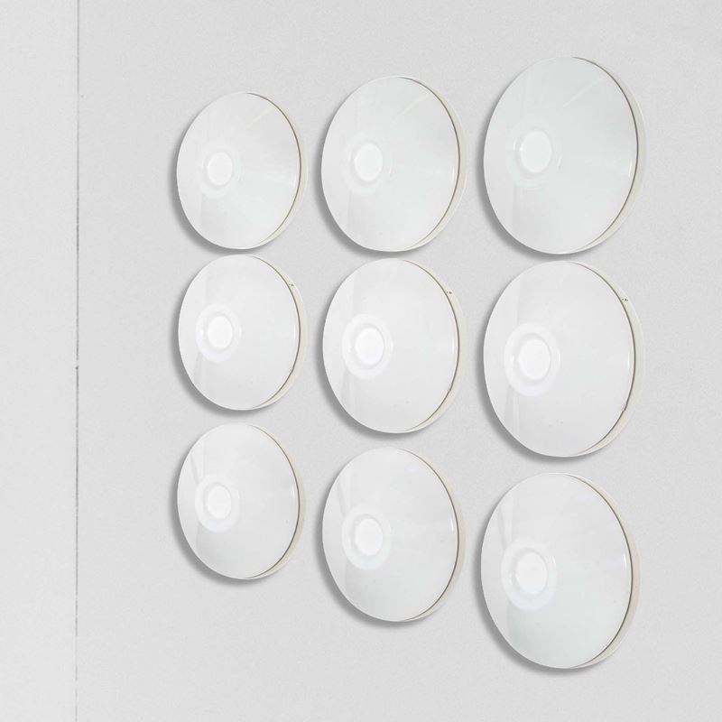 Harvey Guzzini : Gruppo di nove lampade a parete  - Asta Design Lab - Cambi Casa d'Aste