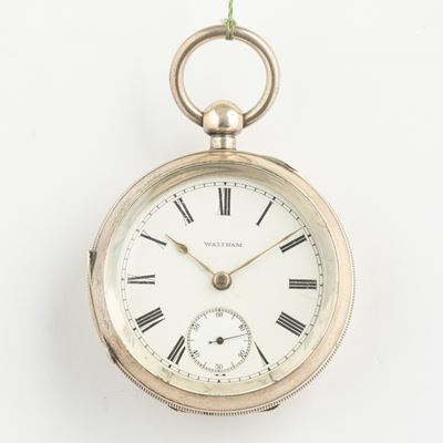Whaltam in Argento, Carica a Chiavetta, Movimento con Scappamento Ad Ancora, 1880 Circa