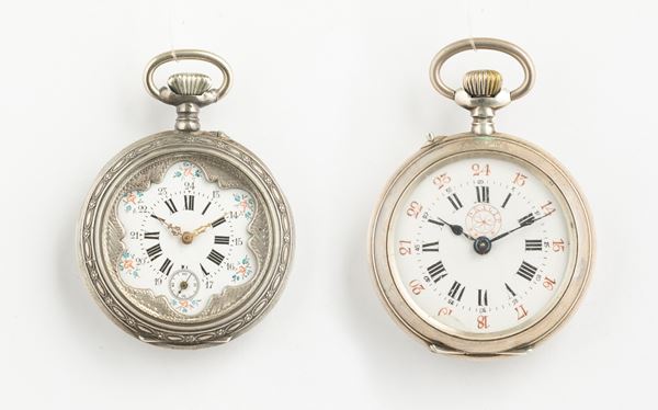 Coppia di orologi remontoir, cassa in argento 1880 circa