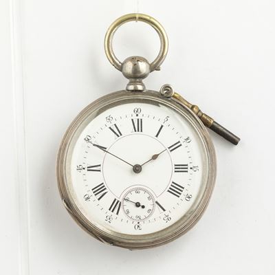 Orologio da Tasca Fleury Geneve, 1870 Circa. Cassa in Argento, Quadrante in Smalto Bianco, Movime...