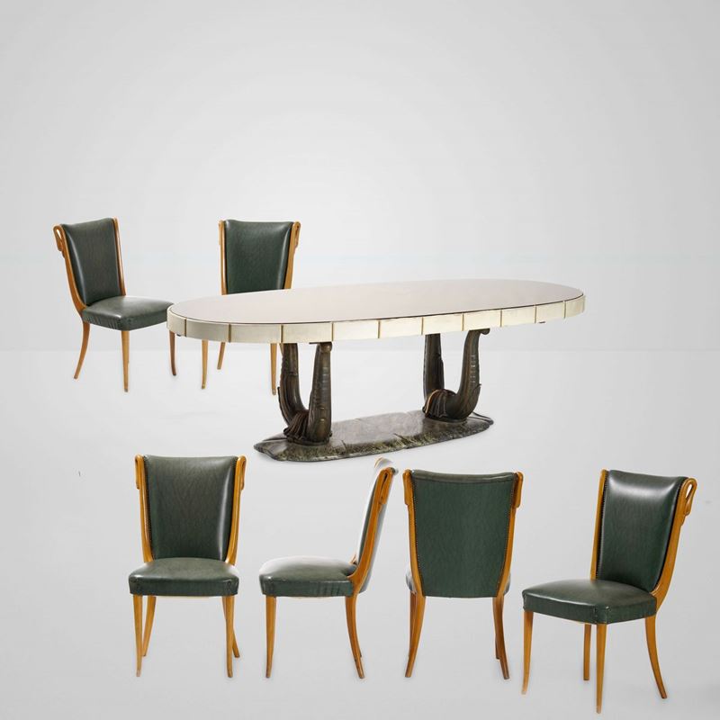 Tavolo con sei sedie  - Asta Design - Cambi Casa d'Aste