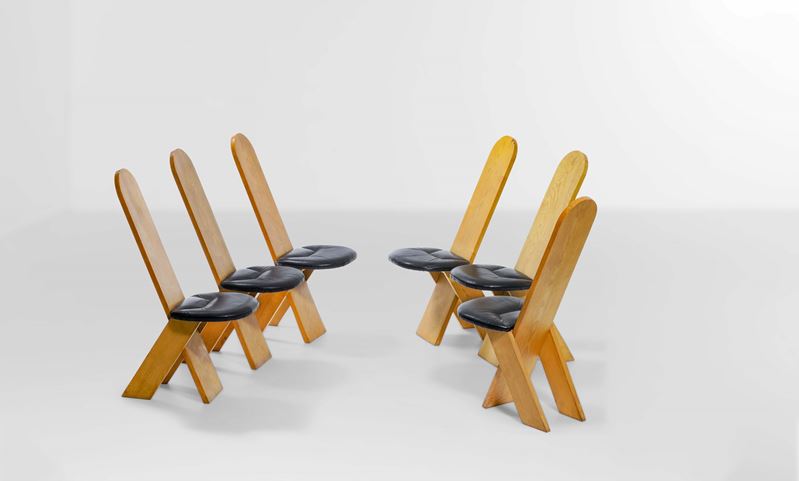 Marco Zanuso : Sei sedie da pranzo mod. SD57  - Auction Design - Cambi Casa d'Aste