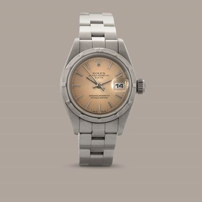 Rolex - Oyster Perpetual Date Ref 69190 in Acciaio, Quadrante Ocra Soleil Indici Applicati in Acc...