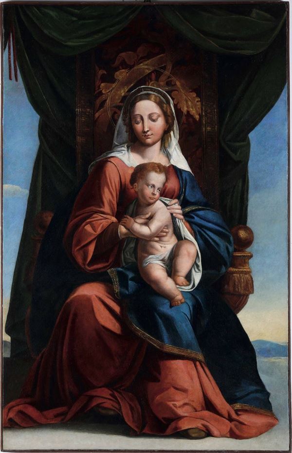 Scuola del XIX secolo Madonna in trono con Bambino