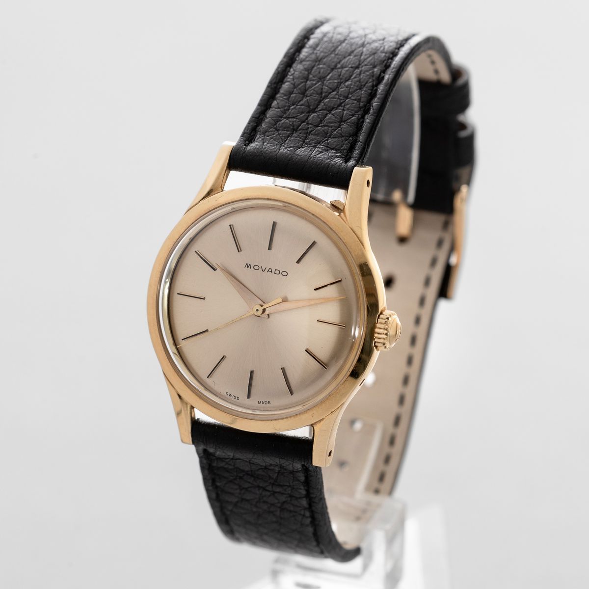 Movado - Solo Tempo Impermeabile, Cassa in Oro 18k con Fondello a Vite, Quadrante Champagne con I...