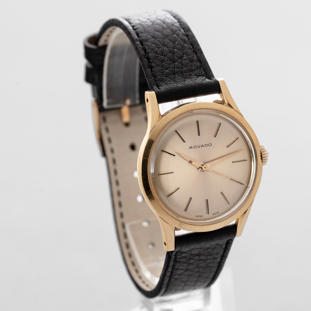 Movado - Solo Tempo Impermeabile, Cassa in Oro 18k con Fondello a Vite, Quadrante Champagne con I...
